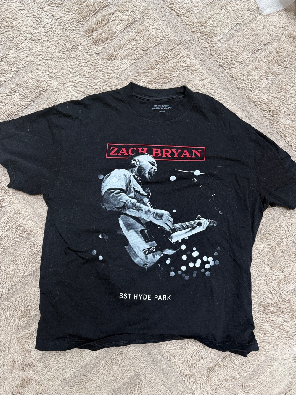 Zach Bryan London Hyde Park Concert Shirt Men's Large Black Short Sleeve Tee
